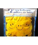 BRIGHT YELLOW SMILEY EMOJI SMILE FACES 12&quot; Balloons ~ 12 in pkg - £6.23 GBP