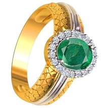 Certified Natural Emerald Panna 8.25 Ratti Panchdhatu Rashi Ratan Gold Plating R - £43.94 GBP