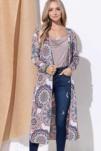 And The Why Printed Kimono Open Front Longline Cardigan - £36.81 GBP