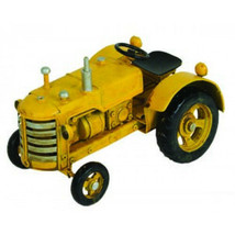 Tin Model / Collectable Handcrafted Yellow Tractor Farm Equipment - $24.88