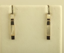 Vtg Sterling 925 Inlay Pearl Rectangle signed su Thailand Dangle Stud Earrings - £43.42 GBP