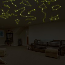 ( 79&quot; x 52&quot;) Glowing Vinyl Ceiling Decal Star Map with Lines / Glow in t... - £91.26 GBP