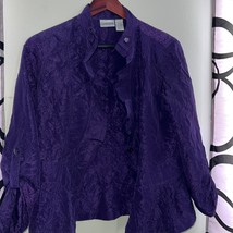 Chico’s Womens Jolena Shrug Jacket Top Purple Crinkle Flounced Neck Chic... - £18.49 GBP