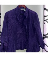 Chico’s Womens Jolena Shrug Jacket Top Purple Crinkle Flounced Neck Chic... - $438.22 MXN