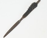 Antique Metal Letter Opener 6&quot; Long with Leaf Accent - $9.79