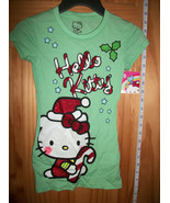 Hello Kitty Girl Clothes Small Green Christmas Holiday Sparkle Shirt Top... - $12.97 CAD