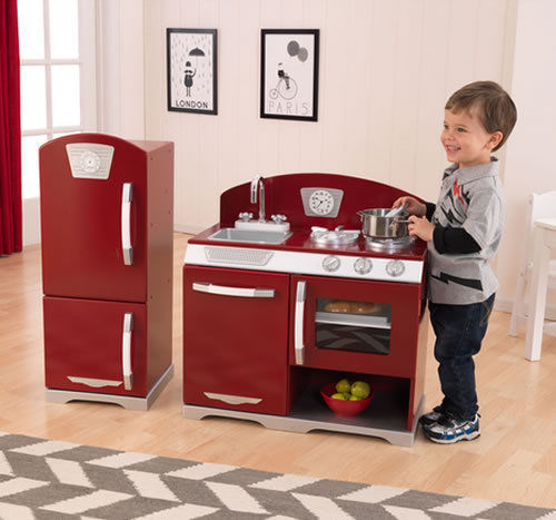 New Kids Red Gourmet Play Kitchen Set Stove Refrigerator Sink FREE SHIPPING - $246.51
