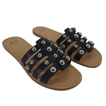 Marc Fisher NIB Studded Pava Leather Slides Sandals Black Size 6 MSRP $99 - £32.97 GBP