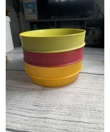 Tupperware Stacking Bowls, 3 Vintage Plastic Bowls, Harvest Colors Witho... - $342.12 MXN