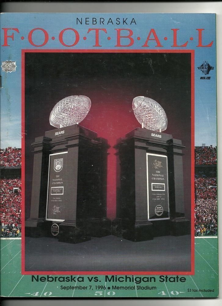 1996 NCAA Football Program Michigan State @ Nebraska Sept 7th - $15.00