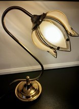 Vintage Lotus Flower 3 Way Touch Lamp Taupe Beige Petals Rose Gold Brass - $290.20