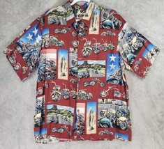 Reyn Spooner Shirt Mens Large Motorcycle Riding Hawaiian Button Up Short... - $35.63