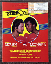 Roberto Duran Sugar Ray Leonard Program Nov. 25 1980 Orleans w/CCTV Ticket Stub - £38.91 GBP