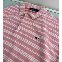 Vineyard Vines Men Polo Golf Shirt Pink Striped 100% Pima Cotton Short Sleeve XL - £19.76 GBP