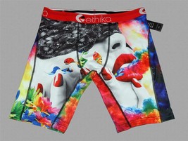 Ethika Colorful Pandora Woman&#39;s Face Red Lips Nails Flowers Long Boxers ... - £19.97 GBP