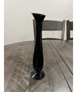 Morgantown Glass Ebony Lara Slant Top Vase Decor Black Flower Arrangers 10” - $80.67 CAD