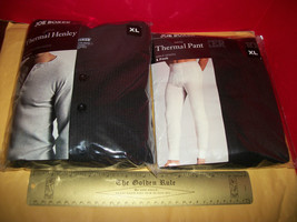 Joe Boxer Men Clothes XL Thermal Underwear Set Black Henley Shirt Pant B... - $22.79