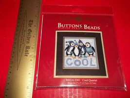 Craft Gift Mill Hill Kit Button Bead Cool Quartet Penguin Counted Cross ... - £11.20 GBP