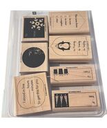 Stampin Up! Wood Mounted Rubber Stamps Set Tag Line Holiday &amp; Gift Themes - €8,25 EUR