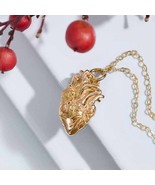  Bronze Anatomical Heart Necklace with Gold Fill Chain - $941.99 MXN