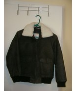 Vinatge Charcoal Grey Leather Bomber Jacket w Collar London Fog - €79,66 EUR