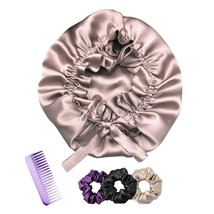 Silk Satin Hair Bonnet Reversible Sleep Cap with adjustable tie band Head wrap f - £19.45 GBP