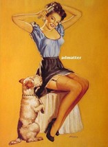 Edward D'Ancona 8 1/2"x12" Pin-up Girl Poster Art Hot Legs Begging Dog! - $9.89