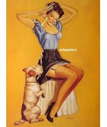Edward D&#39;Ancona 8 1/2&quot;x12&quot; Pin-up Girl Poster Art Hot Legs Begging Dog! - €8,58 EUR