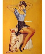 Edward D&#39;Ancona 8 1/2&quot;x12&quot; Pin-up Girl Poster Art Hot Legs Begging Dog! - £7.90 GBP