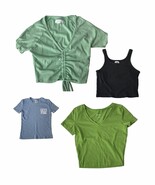 Crop Top Lot Cropped T-Shirt Tank Top Short Sleeve PINK 90s Y2K Junior W... - $357.34 MXN