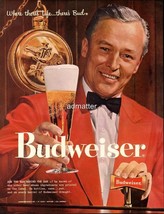 1958 Budweiser Beer Ad Anheuser Busch Vintage Bud  Bartender Advertisement! - $9.89