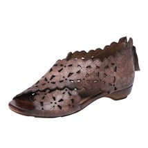 Johnature Women Sandals Genuine Leather Retro 2021 New Summer Women Shoes Flat W - £81.01 GBP