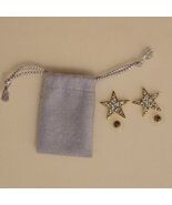 Vintage Gold Tone Cubic Zirconia Star Post Earrings For Pierced Ears 7/8... - $27.30 CAD