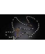 Antique White Bead Brass Rosary Made in Czechoslovakia - £30.13 GBP