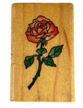 Comotion #273 Rose Floral Flowers 1 1/4&quot; x 2&quot; Wood Mounted Rubber Stamp ... - $6.79