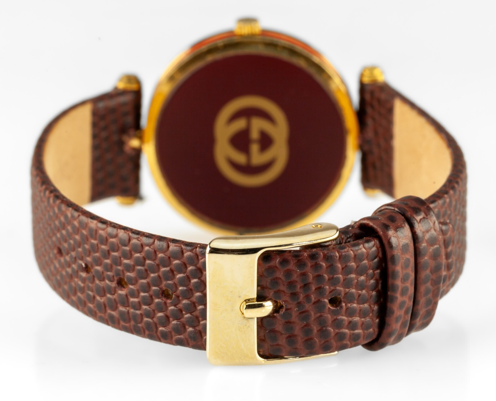 Gucci Vintage Men’s Gold-Plated Quartz Stack Watch w/ Leather Band Item image 6