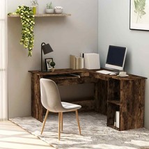 Modern Wooden L-Shape Corner Computer Laptop Office Desk Table With Storage Unit - £112.66 GBP+