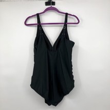 Croft &amp; Barrow Swimsuit Womens 16 Used Black Ruching One Piece - £15.66 GBP