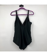 Croft &amp; Barrow Swimsuit Womens 16 Used Black Ruching One Piece - £15.72 GBP