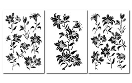 LILY Flower Painting Stencils Wall Decorating Lilies Airbrush 14&quot; Template 3PK - £11.21 GBP