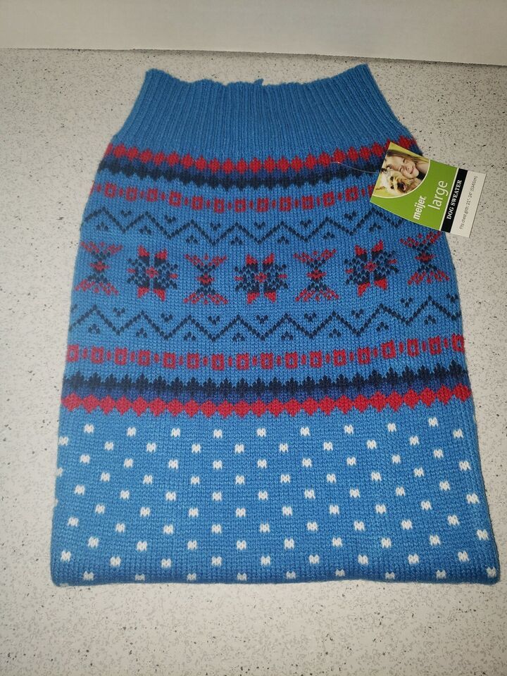Large Dog Sweater Blue And Red