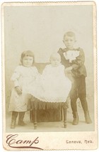 Circa 1880&#39;S Cabinet Card Adorable Children In Fancy Clothes Camp Geneva, Nb - £7.56 GBP