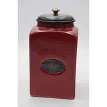 Pier 1 Imports Rustic Brick Red Ceramic Canister with Lid Square 9.75&quot; x... - £26.63 GBP