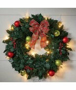 Mason 18&quot; Decorated PreLit Wreath Red Plaid - £37.14 GBP