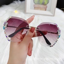 Fashion Diamond rimless Trimmed Sunglasses Women&#39;s Fashion Anti UV Slimming Sung - £10.13 GBP