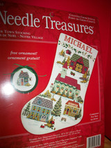 Craft Holiday Needle Treasures Kit Our Town Stocking Christmas Cross Sti... - £22.50 GBP