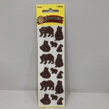 Sandylion Sealed Vintage 1990 Fuzzy Animals Brown Bear Stickers RARE FLO... - $29.02