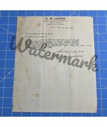 Vintage Letter Lufkin Texas Grocery Store 1936 E. W. Leach Cute Funny Si... - €22,17 EUR