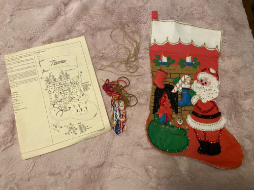 Vintage 18 Bucilla Bejeweled Christmas Stocking Craft Kit No