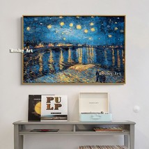 Hand Painted Reproduction Vincent Van Gogh The Starry Night On Canvas - £115.20 GBP+